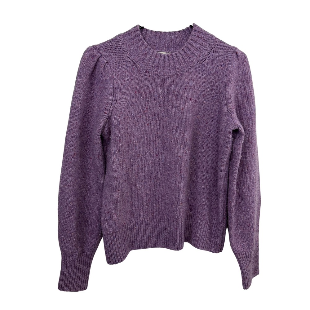Faherty Sweater Womens Medium Purple Merino Wool Alpaca Puff Shoulder Knit Top